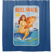 Reel Snack Funny Retro Pin-Up Red Snapper Fishing Duschvorhang (Vorderseite)