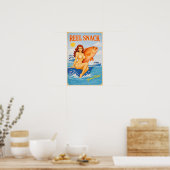 Reel Snack Retro Pin-Up | Red Snapper Fishing Boat Poster (Küche)