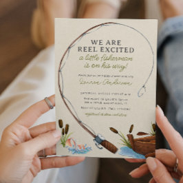 Reel spannende Fisherman Watercolor Babydusche Einladung