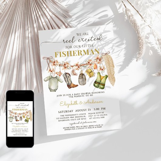 Reel spannende kleine Fisherman Baby Dusche Einladung