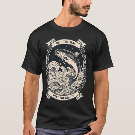 Reel the Beasts u2013 Norse Knotwork Mythology Vik T-Shirt (Vorderseite)