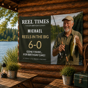 Reel Times 60. Geburtstags-Anglerparty-Banner Banner