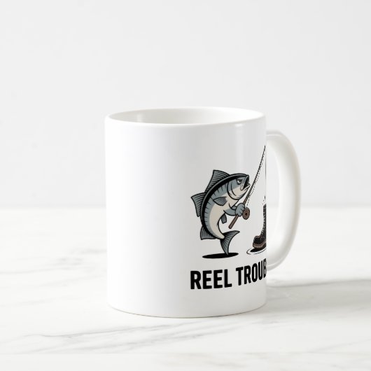 Reel Trouble Mug – Funny Fishing Gift for Anglers Kaffeetasse (VorderseiteRechts)