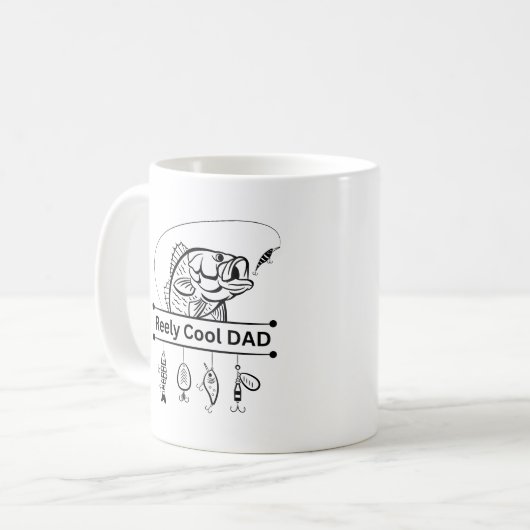 "Reely Cooler Vater" Fischerei-Tasse Kaffeetasse (Vorderseite Links)
