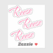Reese Decorname in Pink x3 Aufkleber (Blatt)
