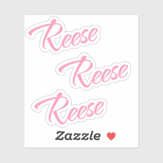 Reese Decorname in Pink x3 Aufkleber (Blatt)