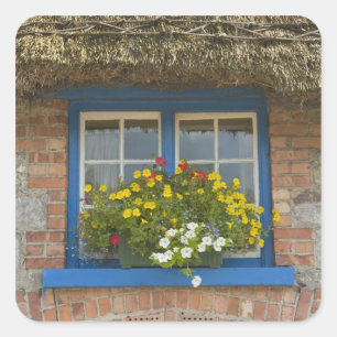 Reetgedecktes Cottage, Adare, County Limerick, Quadratischer Aufkleber