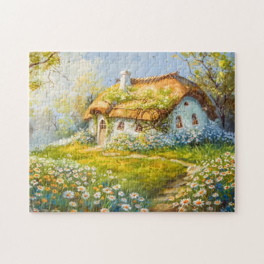 Reetgedecktes Cottage von Daisy Meadow Puzzle (Horizontal)