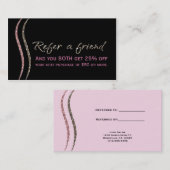 REFEN SIE EINE FREUNDE Black Glitzer Gold & Pink C Empfehlungskarte (Vorne/Hinten)