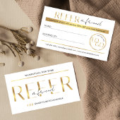 Refer A Friend Modern Glam Gold Logo Salon Spa Empfehlungskarte