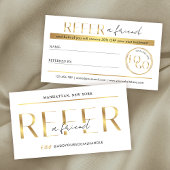 Refer A Friend Modern Glam Gold Logo Salon Spa Empfehlungskarte
