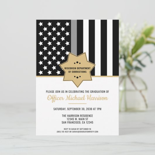 Referat "Korrektur der Gray Line Graduation Party Einladung (Stehend Vorderseite)