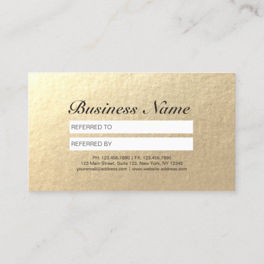 Referat zum Friseur Blue Gold Scissor Empfehlungskarte (Rückseite)