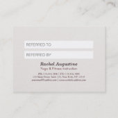 Referatorkarte für YOGA-Instruktoren Pose für Medi Empfehlungskarte (Rückseite)