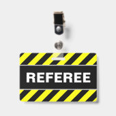 "REFEREE" + Abzeichen für schwarze und gelbe Strei Ausweis (Front with Clip)