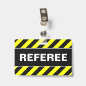 "REFEREE" + Abzeichen für schwarze und gelbe Strei Ausweis (Back with Clip)