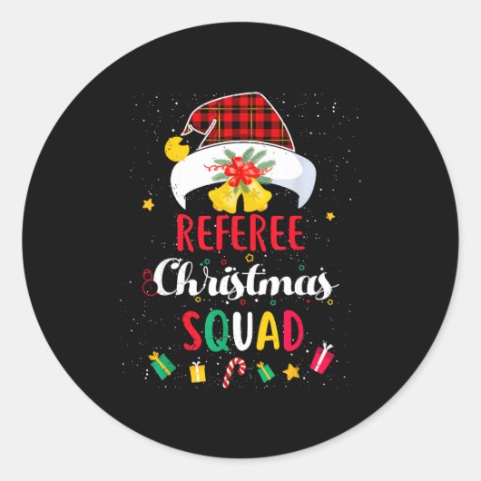Referee Christmas Squad Santa Hat Umre Match Runder Aufkleber (Vorderseite)