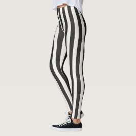 Referee Striped Classic Black & White Vertical  Leggings