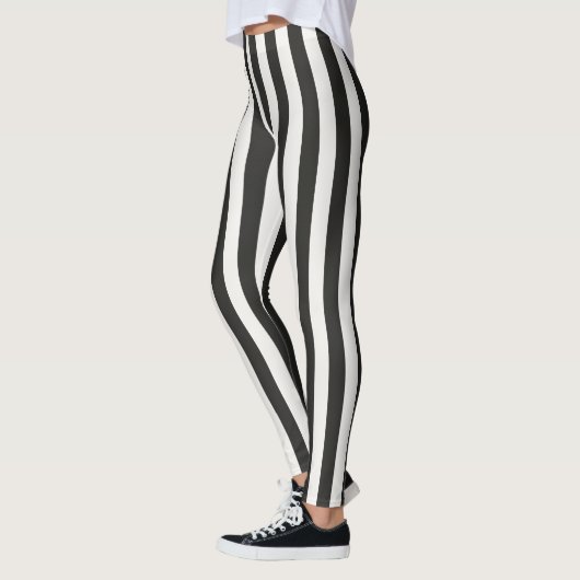 Referee Striped Classic Black & White Vertical  Leggings (Links)