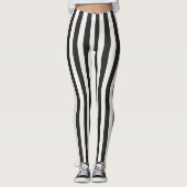 Referee Striped Classic Black & White Vertical  Leggings (Vorderseite)