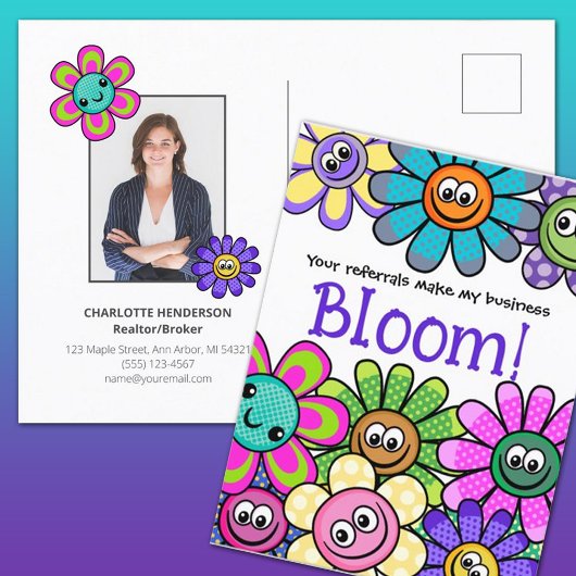 Referendum Bloom Summer Blume Real Anwesen Marketi Postkarte