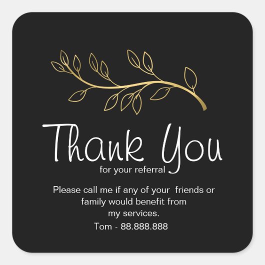 Referendum Real Anwesen Vielen Dank Business Squar Quadratischer Aufkleber (Vorderseite)