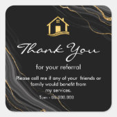 Referendum Real Anwesen Vielen Dank Business Squar Quadratischer Aufkleber (Vorderseite)