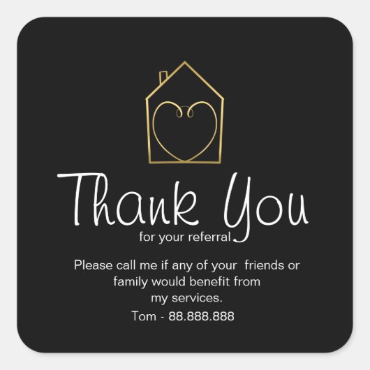 Referendum Real Anwesen Vielen Dank Business Squar Quadratischer Aufkleber (Vorderseite)