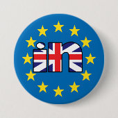 Referendum StrongerIn BRITISCHE Flagge "in" auf EU Button (Vorderseite)