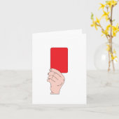 Referent, der eine rote Karten-Mitteilungskarten Karte (Gelbe Blume)