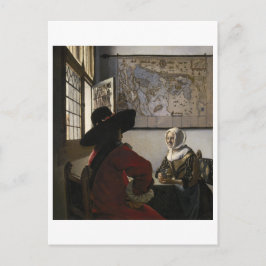 Referent und Laughing Girl von Johannes Vermeer Postkarte