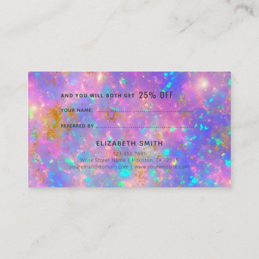 Referenz für Elegant Retro Gold Fire Opal Stone Visitenkarte (Rückseite)