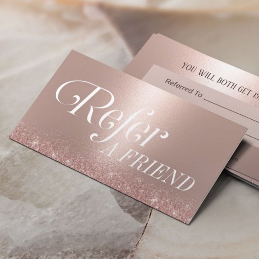 Referenz für moderne Rose Gold Glitzer Typografie Empfehlungskarte