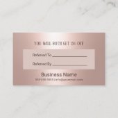 Referenz für moderne Rose Gold Glitzer Typografie Empfehlungskarte (Rückseite)