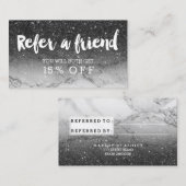 Referenz moderne Typografie schwarzer Glitzer Marm Empfehlungskarte (Vorne/Hinten)