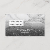 Referenz moderne Typografie schwarzer Glitzer Marm Empfehlungskarte (Rückseite)