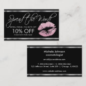 Referenz - Rosa Glitzer Lipstick - Silber Empfehlungskarte (Vorne/Hinten)