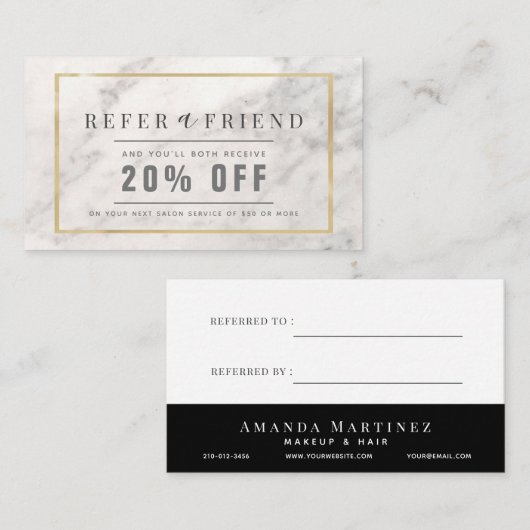 Referenz zum Goldrahmen-Salon aus weißem Marmor Visitenkarte (Vorne/Hinten)