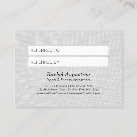 Referenzen für den YOGA Meditation Instructor OM Z Empfehlungskarte (Rückseite)