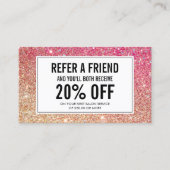 Referenzen mit Rot/Bronze-Glitzer-Salon Empfehlungskarte (Vorderseite)