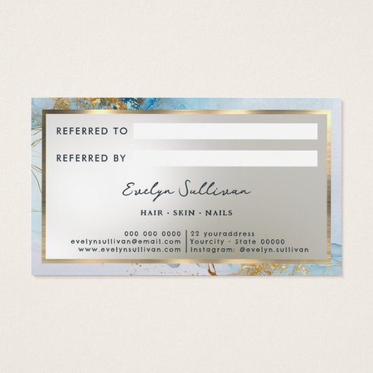 Referenzkarte für blau-farbenes Marmor (Rückseite)