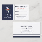 Referenzkarte für Blumenschere Blue Hair Stylist Empfehlungskarte (Vorne/Hinten)