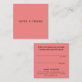 Referenzkarte für das Minimalistische Light Coral Empfehlungskarte (Vorne/Hinten)