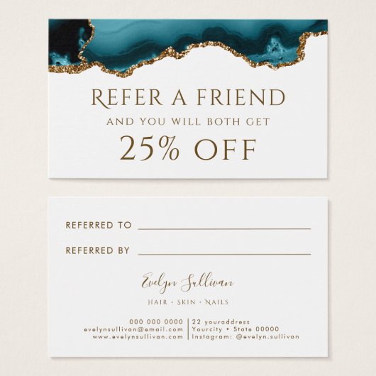 Referenzkarte für den aquamarinen Glitzer (Vorne & Hinten)