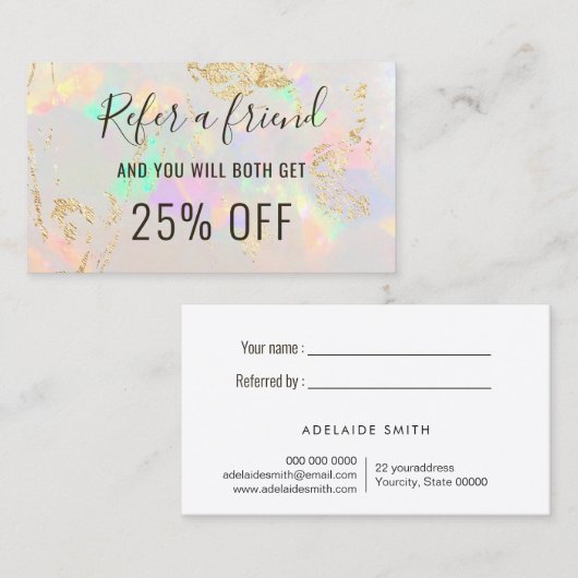 Referenzkarte für den weißen opalen Hintergrund Visitenkarte (Vorne/Hinten)