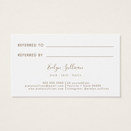 Referenzkarte für die weiße Tür (Rückseite)