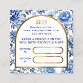 Referenzkarte für elegante Chinoiserie-Blumen Quadratische Visitenkarte (Rückseite)