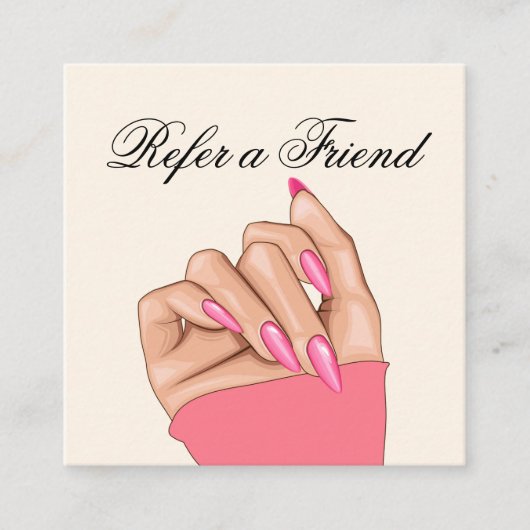 Referenzkarte für Girly Manicurist Nails Typografi Quadratische Visitenkarte (Vorderseite)