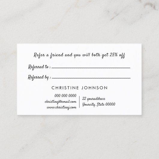 Referenzkarte für Glitzer-Tropfen mit schwarzen Im Visitenkarte (Rückseite)