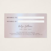 Referenzkarte für Imitate in rosa Glitzer (Rückseite)